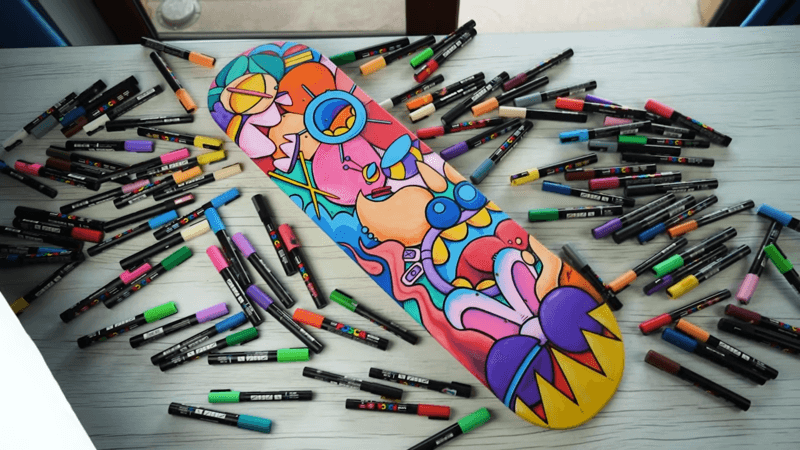 colorful custom skateboard deck art