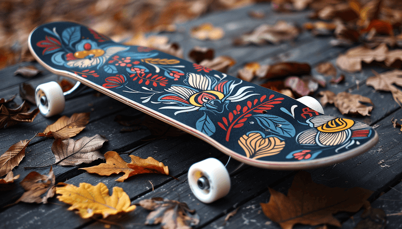 leaf pattern on custom skateboard deck