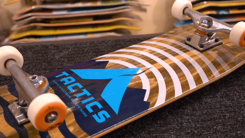 a golden skateboard on the table